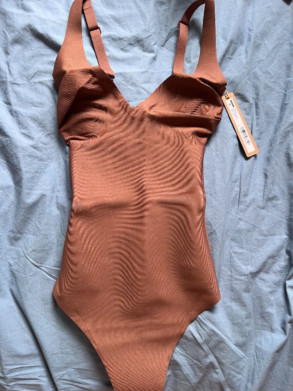SKIMS Jasper Brown Body Core Sculpt Thong Bodysuit Size XS New With Tags NWT